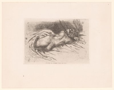 Donna nuda vista di schiena da Eugène Delacroix