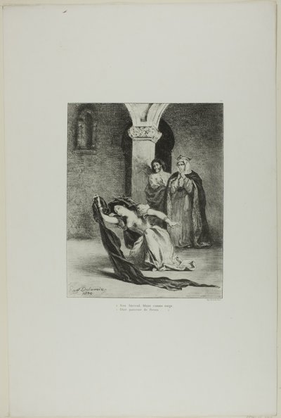 Canto di Ofelia, piatto 12 da Amleto da Eugène Delacroix