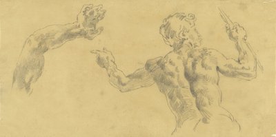 Schizzi di un braccio e di un uomo visto di spalle da Eugène Delacroix