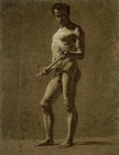 Nudo Maschile Accademico in Piedi (recto); Schizzo del Braccio Superiore (verso) da Eugène Delacroix