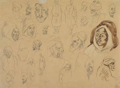 Studi di teste e figure arabe, dopo il 1832 da Eugène Delacroix