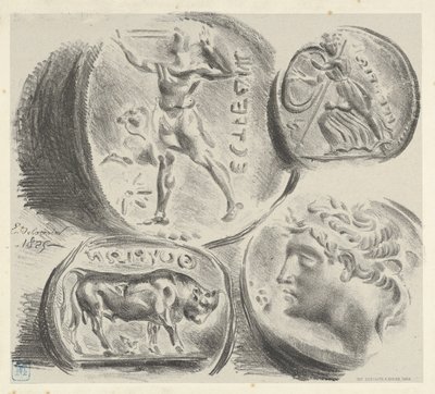 Studi di quattro monete greche, 1825 da Eugène Delacroix
