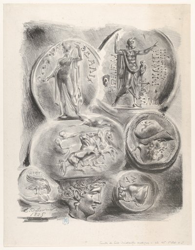 Studi di sette monete greche, 1825 da Eugène Delacroix