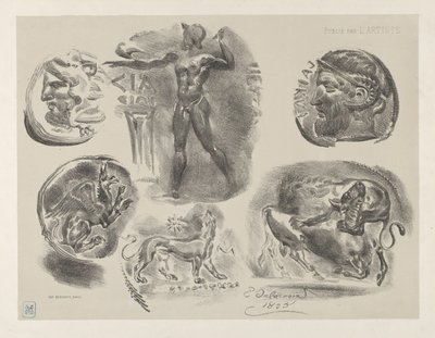Studi di sei monete greche, 1825 da Eugène Delacroix