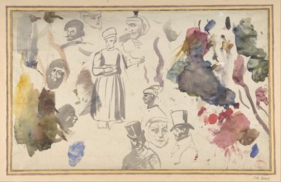 Studi di teste maschili e una figura maschile in piedi da Eugène Delacroix