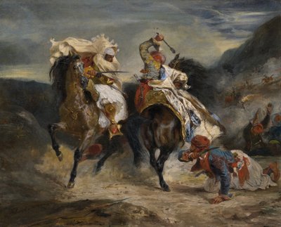 Il combattimento del Giaour e Hassan, 1826 da Eugène Delacroix