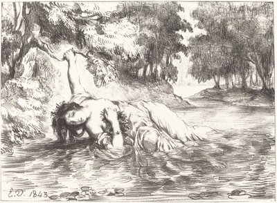 La morte di Ofelia Atto IV, Scena VII da Eugène Delacroix