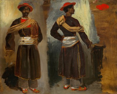 Due studi di un indiano in piedi da Calcutta, c. 1823-1824 da Eugène Delacroix