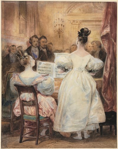 Un concerto: Laura Devéria che canta da Eugène François Marie Joseph Devéria