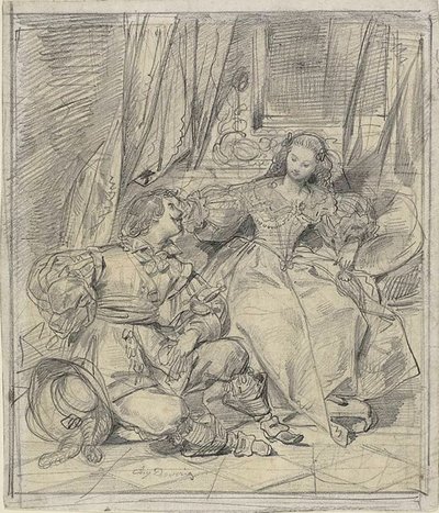 Dama e cavaliere da Eugène François Marie Joseph Devéria