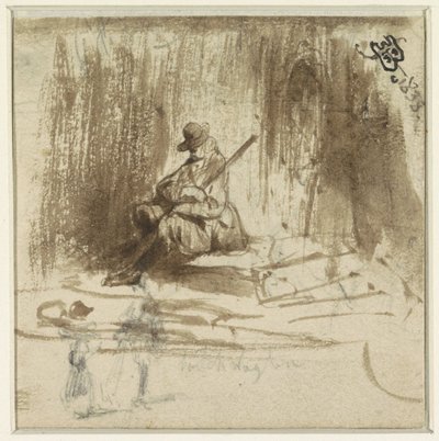 Schizzi di un uomo seduto e due figure in piedi da Eugène François de Block