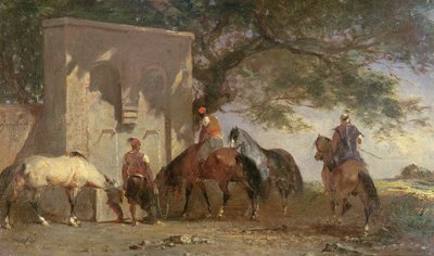 Arabi che abbeverano i loro cavalli, c.1865-75 da Eugène Fromentin