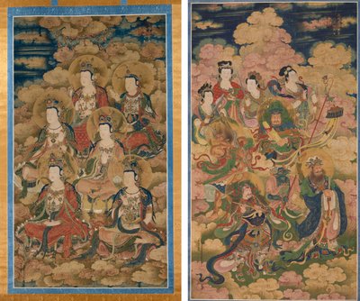 I Bodhisattva delle dieci fasi nel raggiungimento della conoscenza più perfetta; Gli otto ospiti di Deva, Naga e Yakshi da Eugène Fromentin
