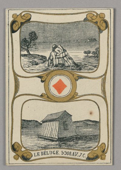 Il diluvio, carta da gioco dal set di "Cartes héroïques" o "Des grands hommes" da Eugène Moreau