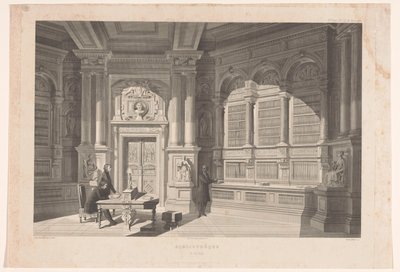 Interno di una biblioteca da Eugène Napoléon Varin