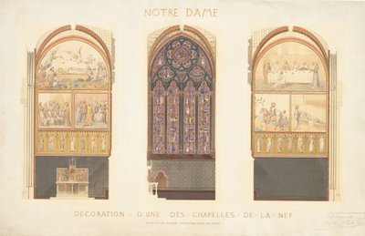 Piano per la ristrutturazione di una cappella nella navata della Cattedrale di Notre Dame, Parigi, 1843 da Eugène Viollet le Duc