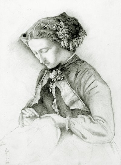 Ritratto di Effie con digitali nei capelli (La digitale) 1853 da Euphemia Ruskin