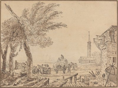 Veduta di un porto da European 18th Century