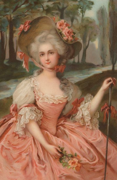 Donna del XVIII secolo che indossa un abito rosa da European School