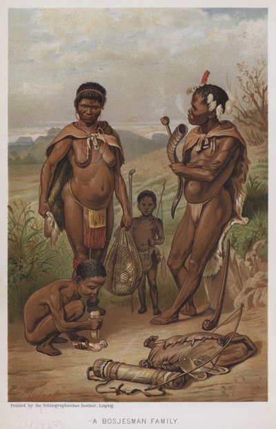 Una Famiglia Bosjesman (cromolitografia) da European School