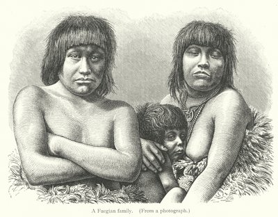 Una famiglia fuegiana (incisione) da European School