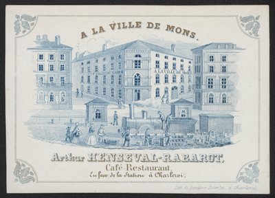 A La Ville De Mons, Arthur Henseval-Rabarot, Cafe Restaurant (incisione) da European School