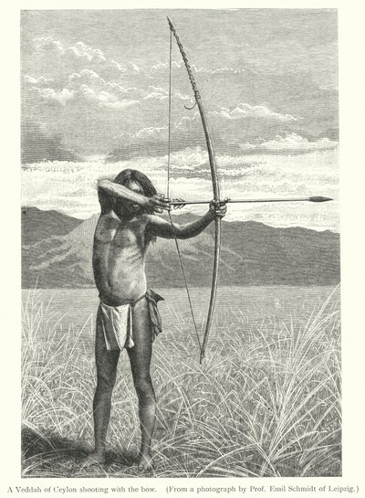 Un Veddah di Ceylon che tira con l