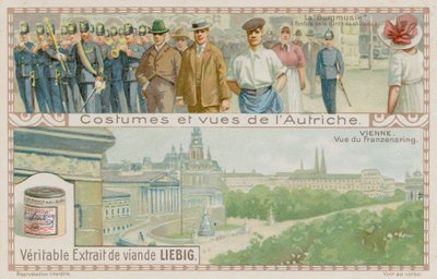 Banda militare e vista del Franzensring a Vienna da European School