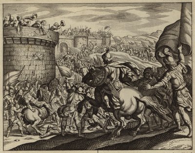 Abimelech che attacca la torre di Thebez (incisione) da European School
