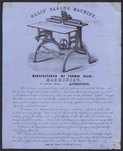 Pubblicità per la macchina di paging di Ollis (litografia) da European School