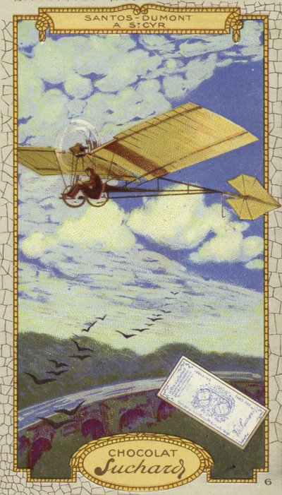 Alberto Santos-Dumont a St Cyr, Francia (cromolitografia) da European School