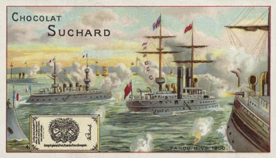 Navi da guerra alleate al largo di Taku, Cina, Ribellione dei Boxer, 1900 da European School