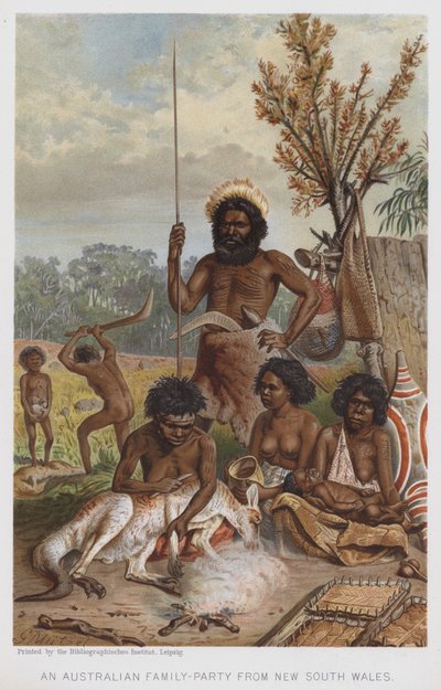 Una Famiglia Australiana del Nuovo Galles del Sud (cromolitografia) da European School