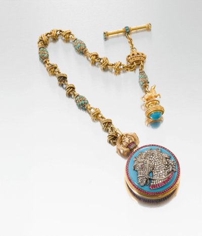 Orologio di presentazione estremamente fine e storicamente interessante con catena e sigillo, realizzato per il re Ludovico II di Baviera, c.1880 da European School