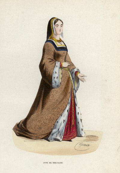 Anna di Bretagna (incisione colorata) da European School