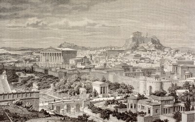 Impressione artistica di Atene, al tempo dell