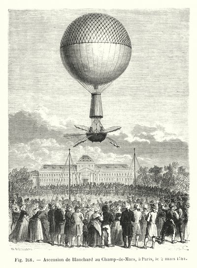 Ascensione di Blanchard al Campo di Marte, a Parigi, il 2 marzo 1784 da European School