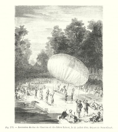 Ascensione del duca di Chartres e dei fratelli Robert, il 15 luglio 1784, Partenza da Saint-Cloud da European School