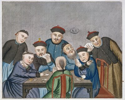 Giocatori di carte in Cina, inizio del diciannovesimo secolo da European School