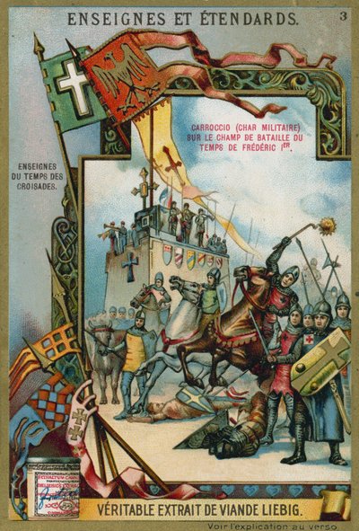 Carroccio su un campo di battaglia del tempo di Federico I Barbarossa, XII secolo da European School