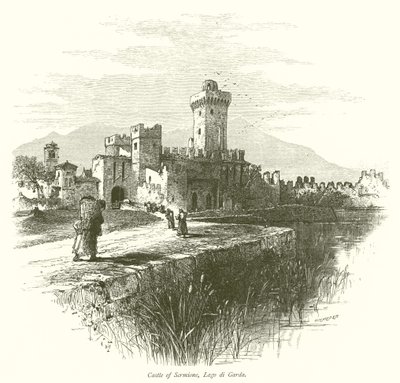 Castello di Sermione, Lago di Garda (incisione) da European School