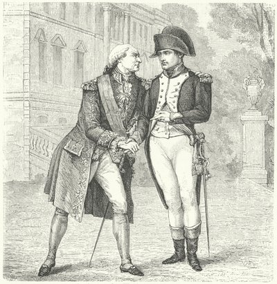 Carlo IV di Spagna con Napoleone (incisione) da European School