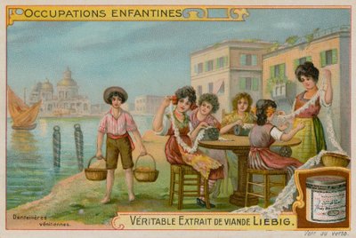 Bambini che fanno merletti veneziani da European School