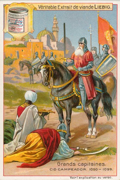 Cid Campeador, carta Liebig, inizio XX secolo (cromo) da European School