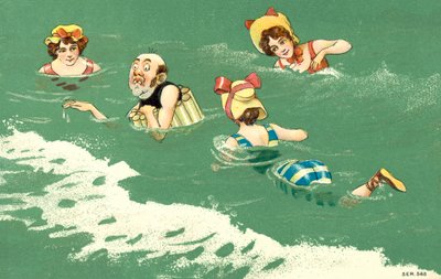 Scena comica di balneazione in mare da European School
