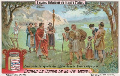 Costantino IV, carta Liebig, inizio XX secolo (cromo) da European School