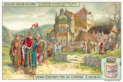 Processione di incoronazione di Re Olaf II di Norvegia che lascia la Cattedrale di Trondheim da European School