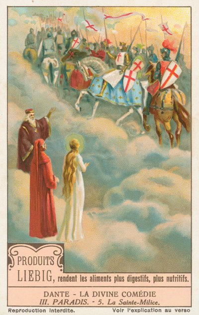 Dante, La Divina Commedia, carta Liebig, inizio XX secolo (cromo) da European School