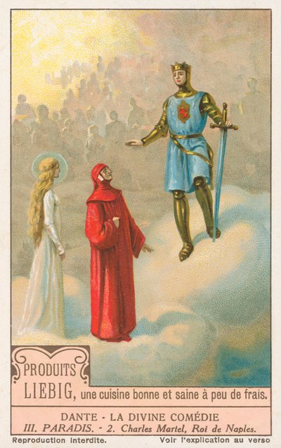 Dante, La Divina Commedia, carta Liebig, inizio XX secolo (cromo) da European School