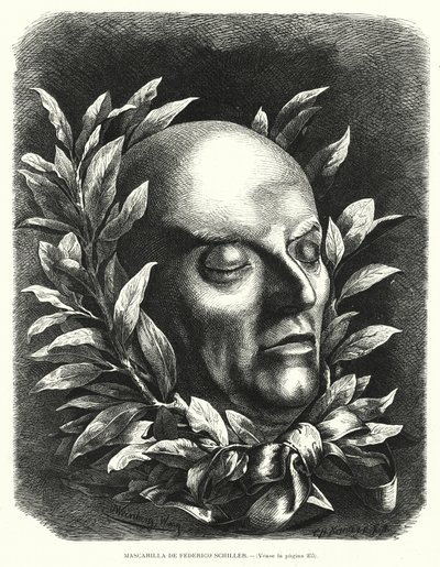 Maschera mortuaria del poeta tedesco Friedrich Schiller da European School